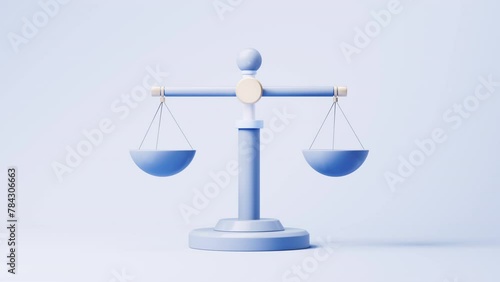 Loop animation of judgment balance scale with equity concept, 3d rendering. photo