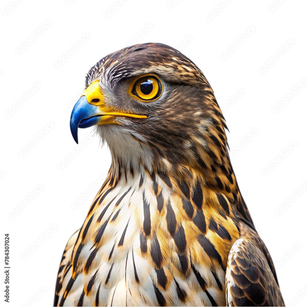 Obraz premium Portrait of Hawk isolated on transparent background