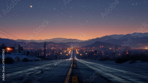 photorealistic highway on town background Generated with Ai tools