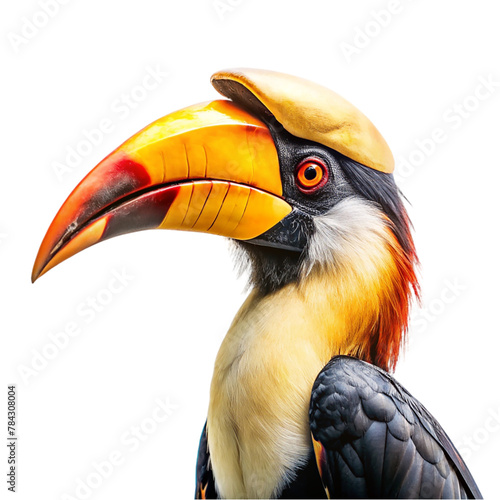 Portrait of Hornbill isolated on transparent background