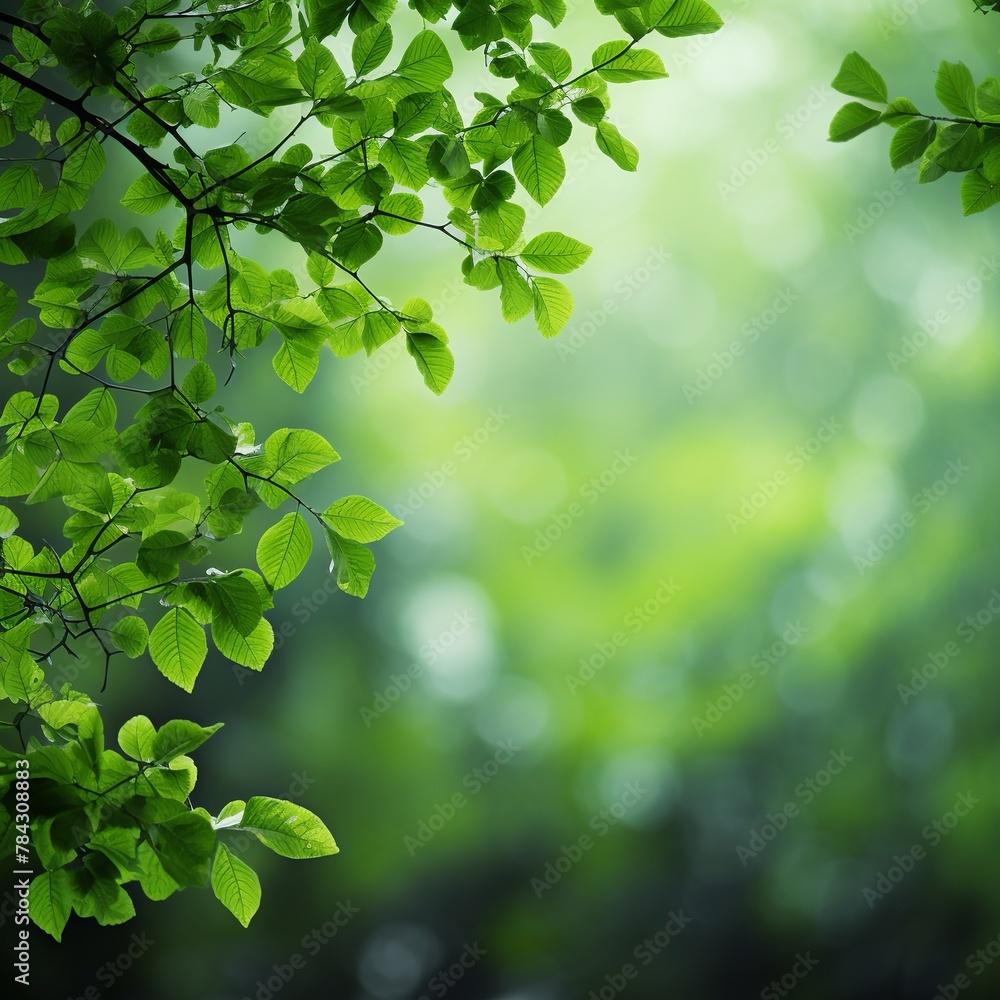 illustration of natural green background leafs, Generative ai - obrazy, fototapety, plakaty 