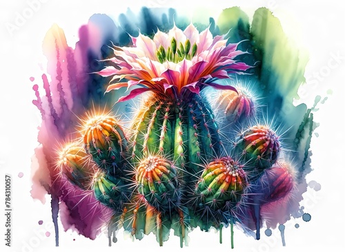 Watercolor Painting of a Cereus Caesius Cactus