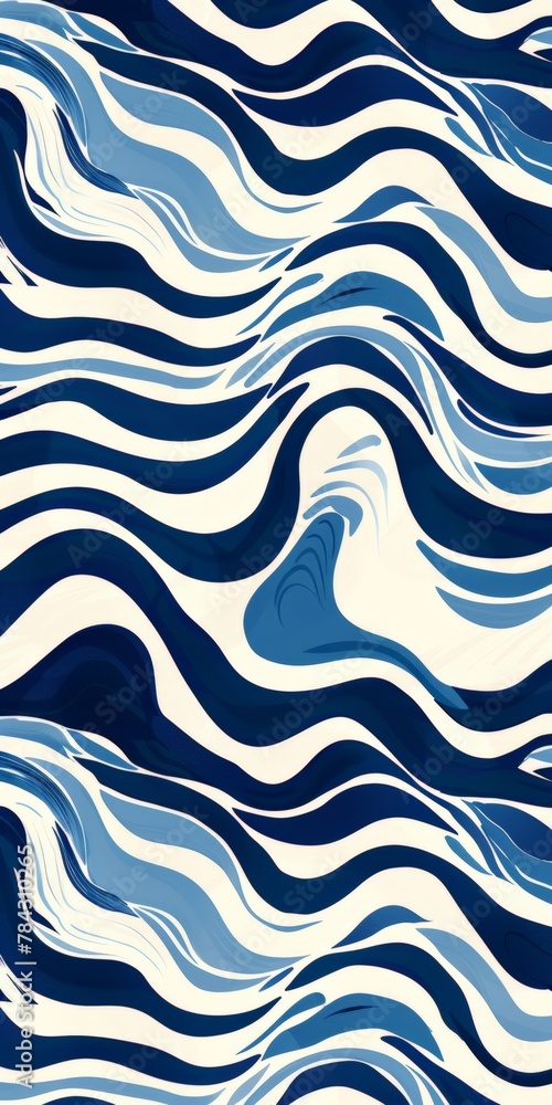 Blue and white pattern with wavy lines Blue and white pattern with wavy lines