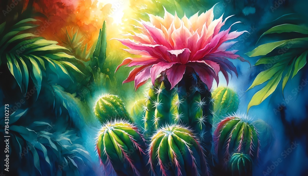 Watercolor Painting of an Epiphyllum Phyllanthus Cactus Watercolor Painting of an Epiphyllum Phyllanthus Cactus