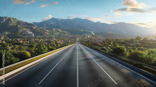 photorealistic highway on town background Generated with Ai tools