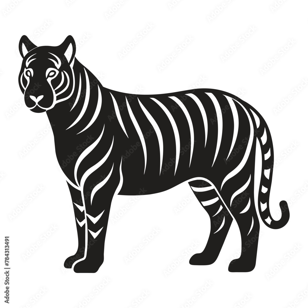 A silhouette tiger black and white logo vector clip art