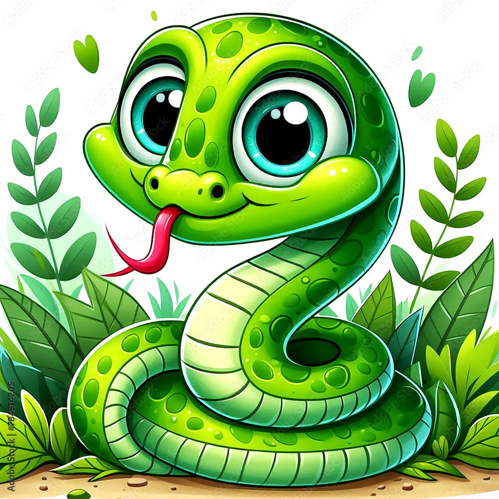 Fototapeta premium symbol of the year 2025 - green wooden snake