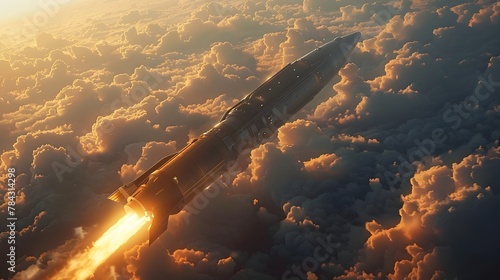 Hypersonic Missile Soaring Above Clouds: A Display of Unmatched Air Defense Technology