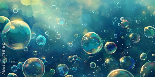 A bunch of soap bubbles floating
