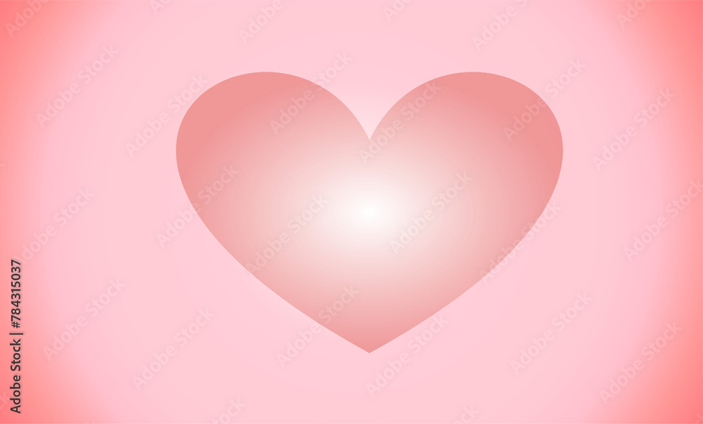 Pink gradient  heart on pink gradient background illustration vector image background