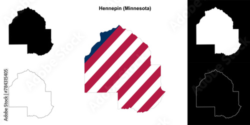 Hennepin County (Minnesota) outline map set