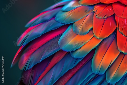 A 3D illustration showing the intricate and vibrant details of a parrots feather © Pairat