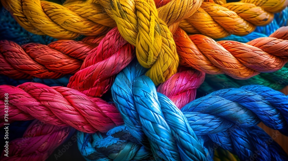 Tightly braided colorful ropes in a dynamic pattern