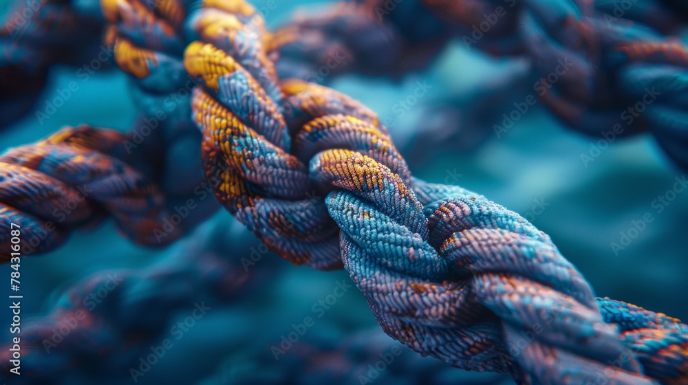 Close-up of a Knotted Blue Rope Close-up of a Knotted Blue Rope