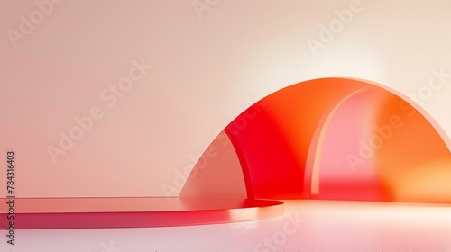 the Red, orange, gradient curved shape white background 3d render, for banner, poster, mockup, wallpaper, high quality, aspect ratio 3:1