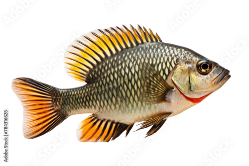 Cichlid fish swimming , Isolated on transparent background.