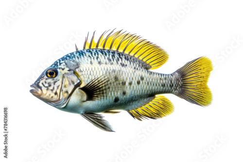 Cichlid fish swimming , Isolated on transparent background.