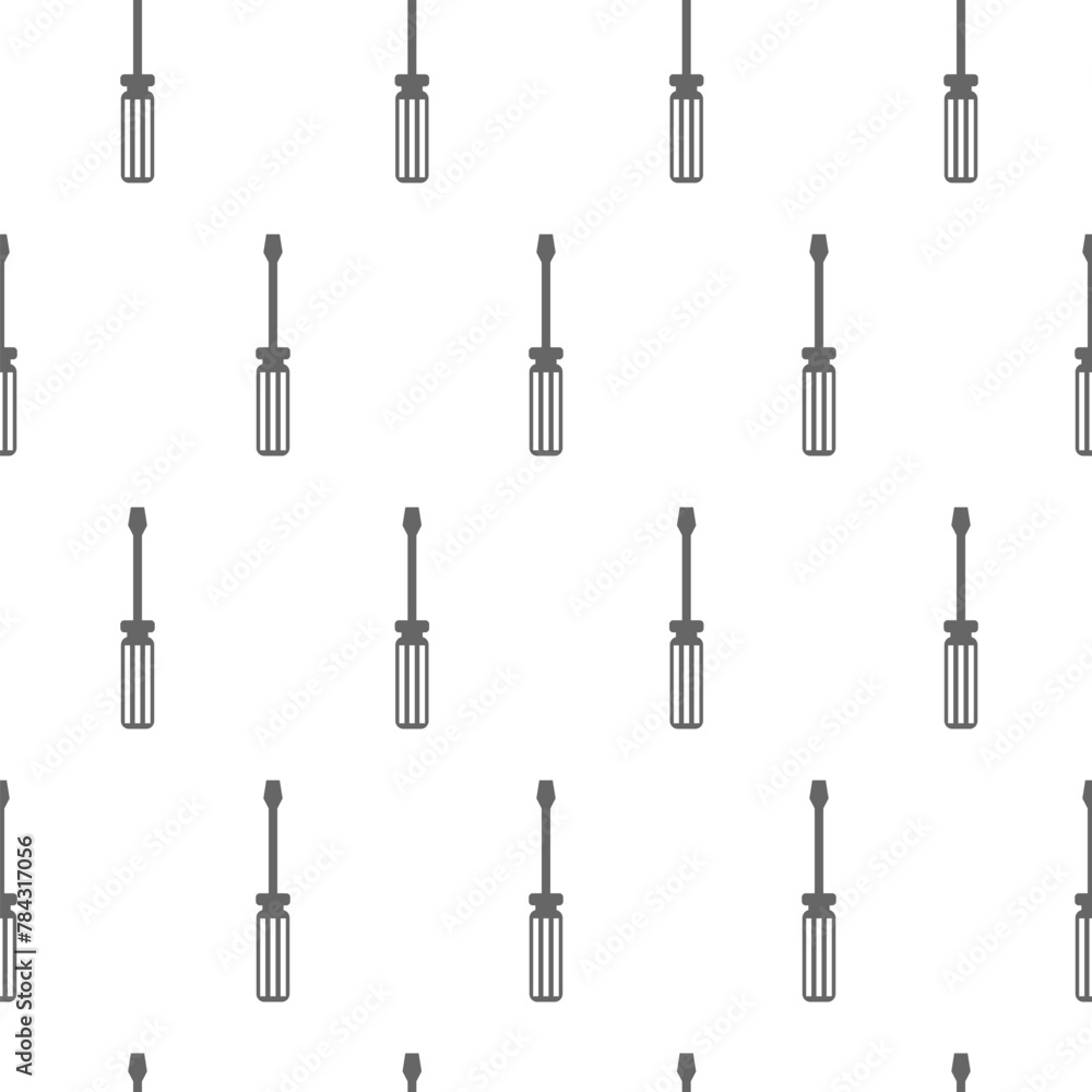 Seamless pattern with screwdriver icon isolated on white background Seamless pattern with screwdriver icon isolated on white background