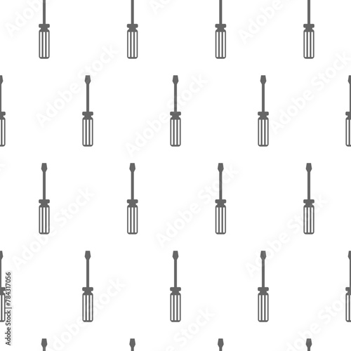 Seamless pattern with screwdriver icon isolated on white background