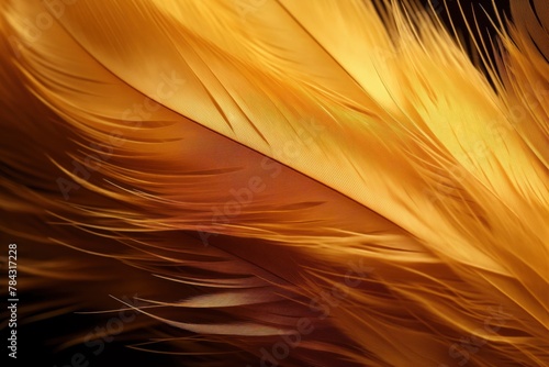 Golden feathered standout, surrounded by dark, clear view photo