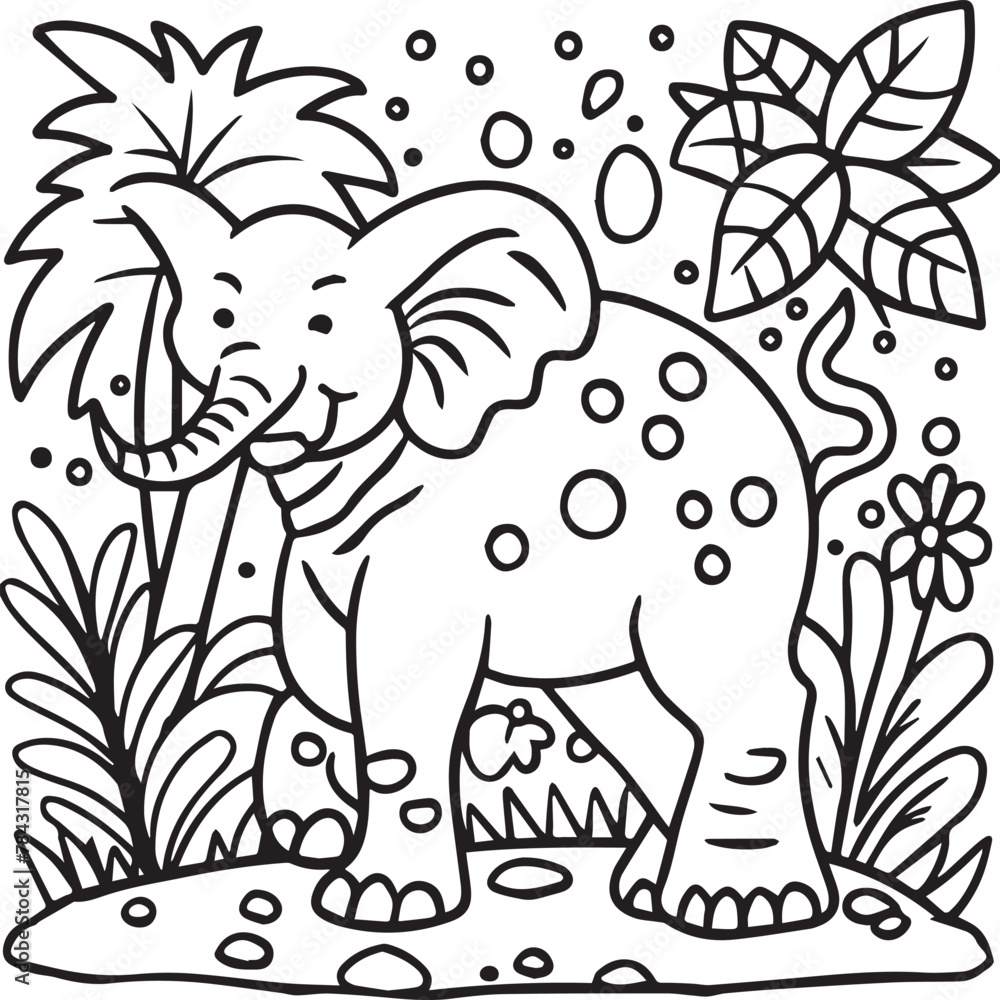 Fototapeta premium Jungle animal coloring pages for coloring book. Jungle animals outline