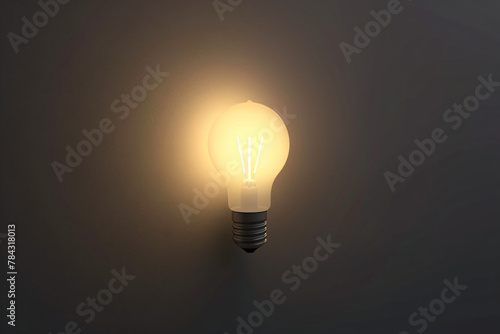 Bright Idea: Yellow Glowing Light Bulb Represents Creativity, Innovation, and Inspiration in Business and Technology