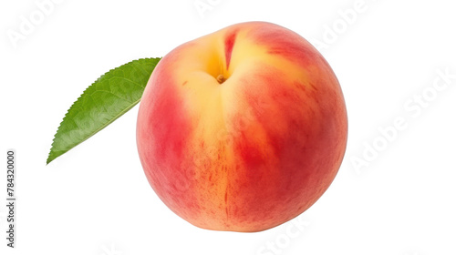 Peach fruit isolated on transparent and white background.PNG image.