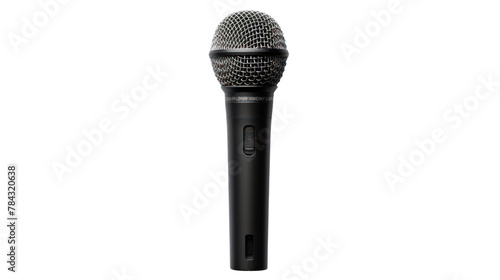 Black microphone modern isolated on transparent and white background.PNG image.