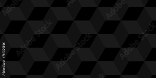 Abstract modern cubes geometric tile and mosaic wall or grid hexagon technology wallpaper. black and gray geometric block cube structure backdrop grid diamond element triangle texture vintage design. photo