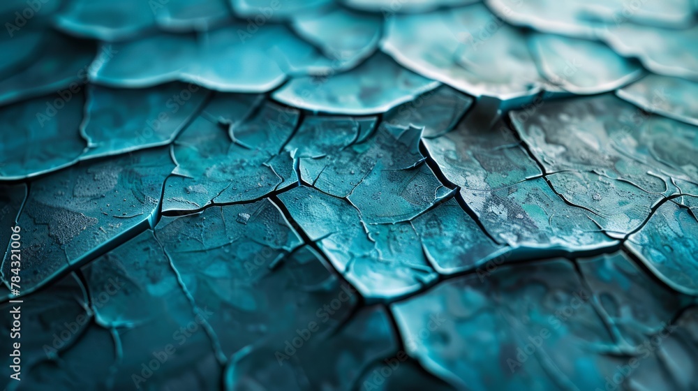 Obraz premium Cracked blue surface resembling a drought landscape