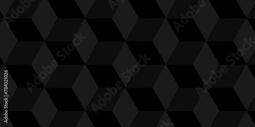 Abstract modern cubes geometric tile and mosaic wall or grid hexagon technology wallpaper. black and gray geometric block cube structure backdrop grid diamond element triangle texture vintage design. photo