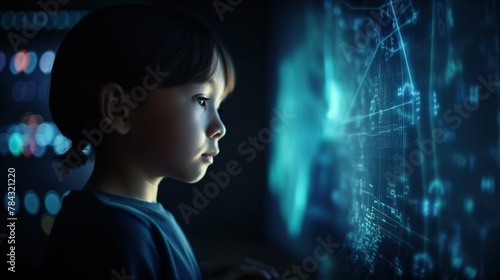 Young child using digital interface.