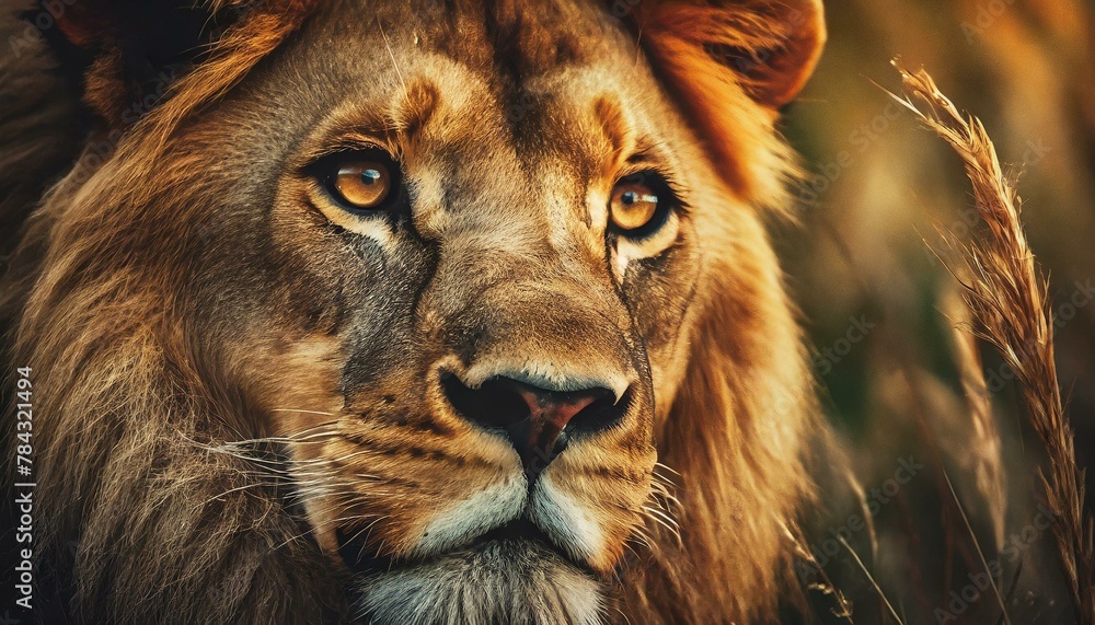 野生のライオンの顔のアップ_02 - obrazy, fototapety, plakaty 