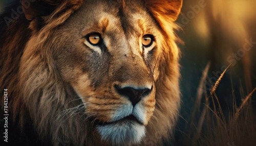野生のライオンの顔のアップ_01 photo