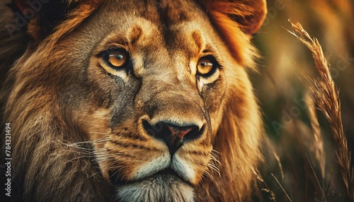 野生のライオンの顔のアップ_02 photo