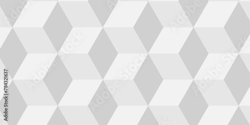 Abstract cubes geometric tile and mosaic wall or grid backdrop hexagon technology wallpaper background. white and gray geometric block cube structure backdrop grid triangle texture vintage design. © MdLothfor
