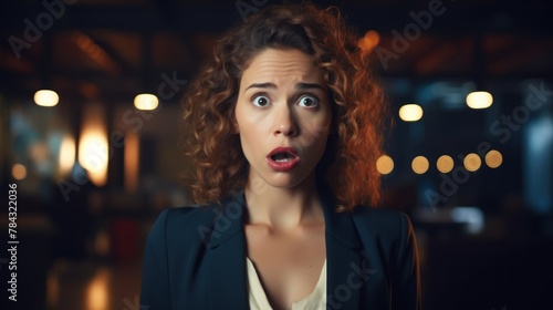 Shocked woman with wide open mouth.