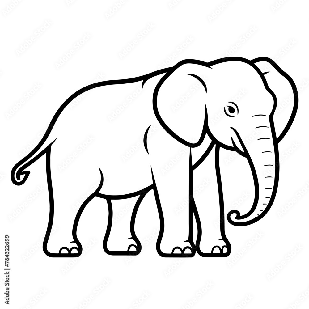 Vector outline icon of an elephant, perfect for wildlife and safari-themed designs.