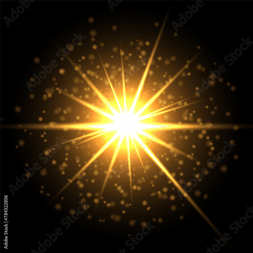 flash of light Lens Flare on Black Background, Solar Energi