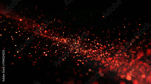 A mesmerizing display of high-speed particles emitting vibrant red glows against a stark black background  highlighting dynamic energy and design elements