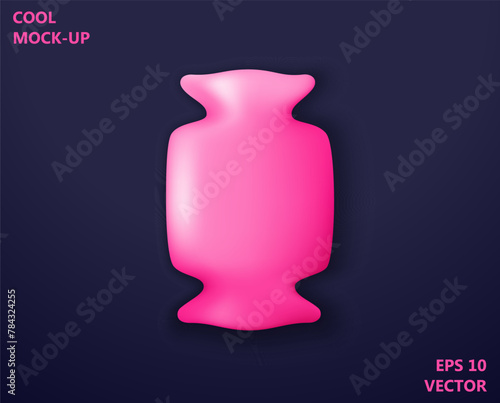 Funny toy candy in modern volumetric graphics style. Realistic 3d icon design. Vector template