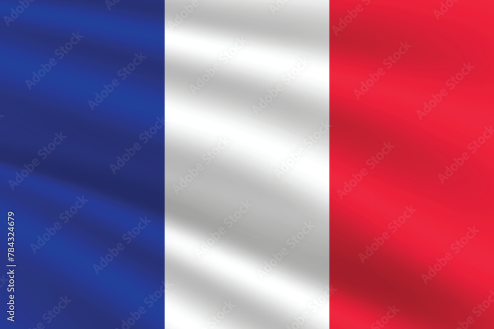 France flag vector illustration. France national flag. Waving France flag.
