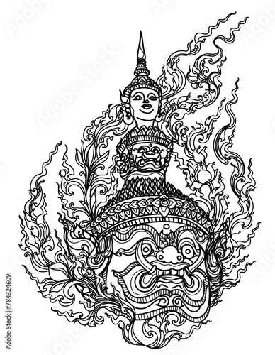 Tattoo art thai giant pattern literature hand drawing sketch