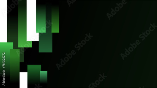 Dark green and white strips at the side of a dull green glow gradient background