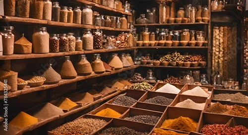 Spice shop in an Arab bazaar. photo