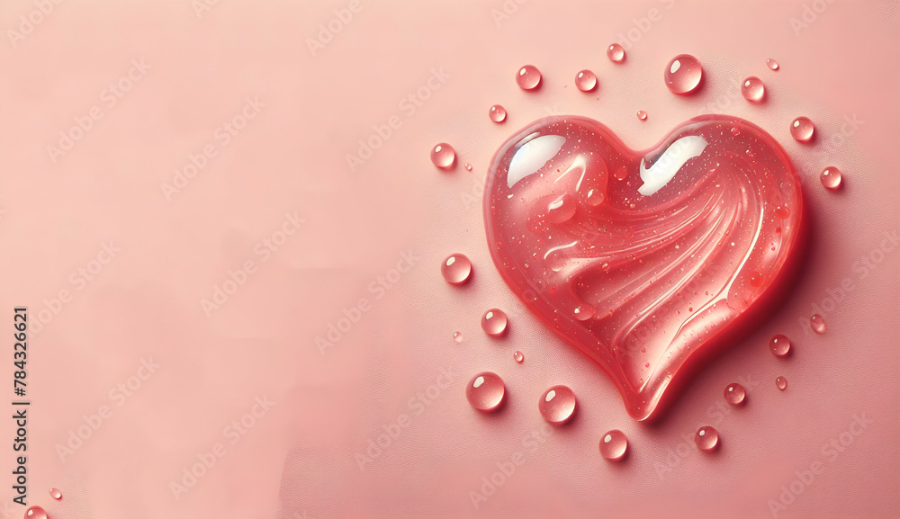 Abstact red pink heartshape splash droplet for romantic wallpaper, generative ai