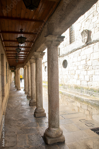 At Baiona - Spain -  on november 2023 -historic center of the town with old architectures photo