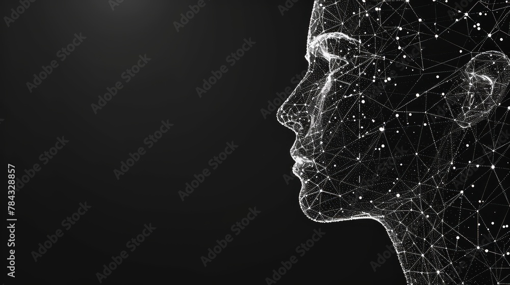 Abstract digital human head with dots