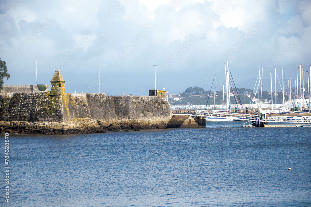 At Baiona - Spain - on november 2023 - the port of the coastal city of Galicia on atlantic ocean