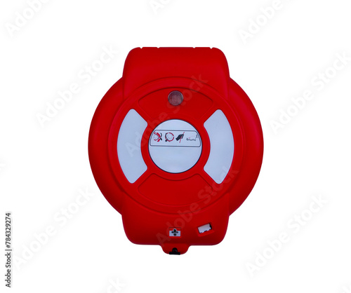 red box with lifebuoy on white background